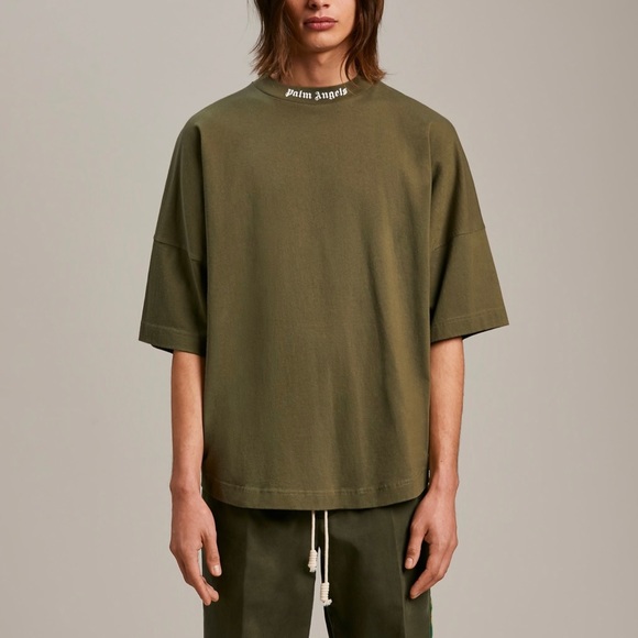 SOLD -Palm Angels Military Green Classic Logo Over T-Shirt - Picture 8 of 11